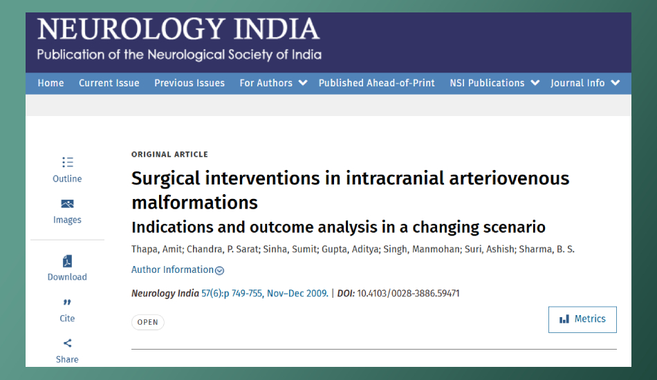 Surgical Interventions in Intracranial Arteriovenous malformations: Indications and Outcome Analysis in a Changing Scenario